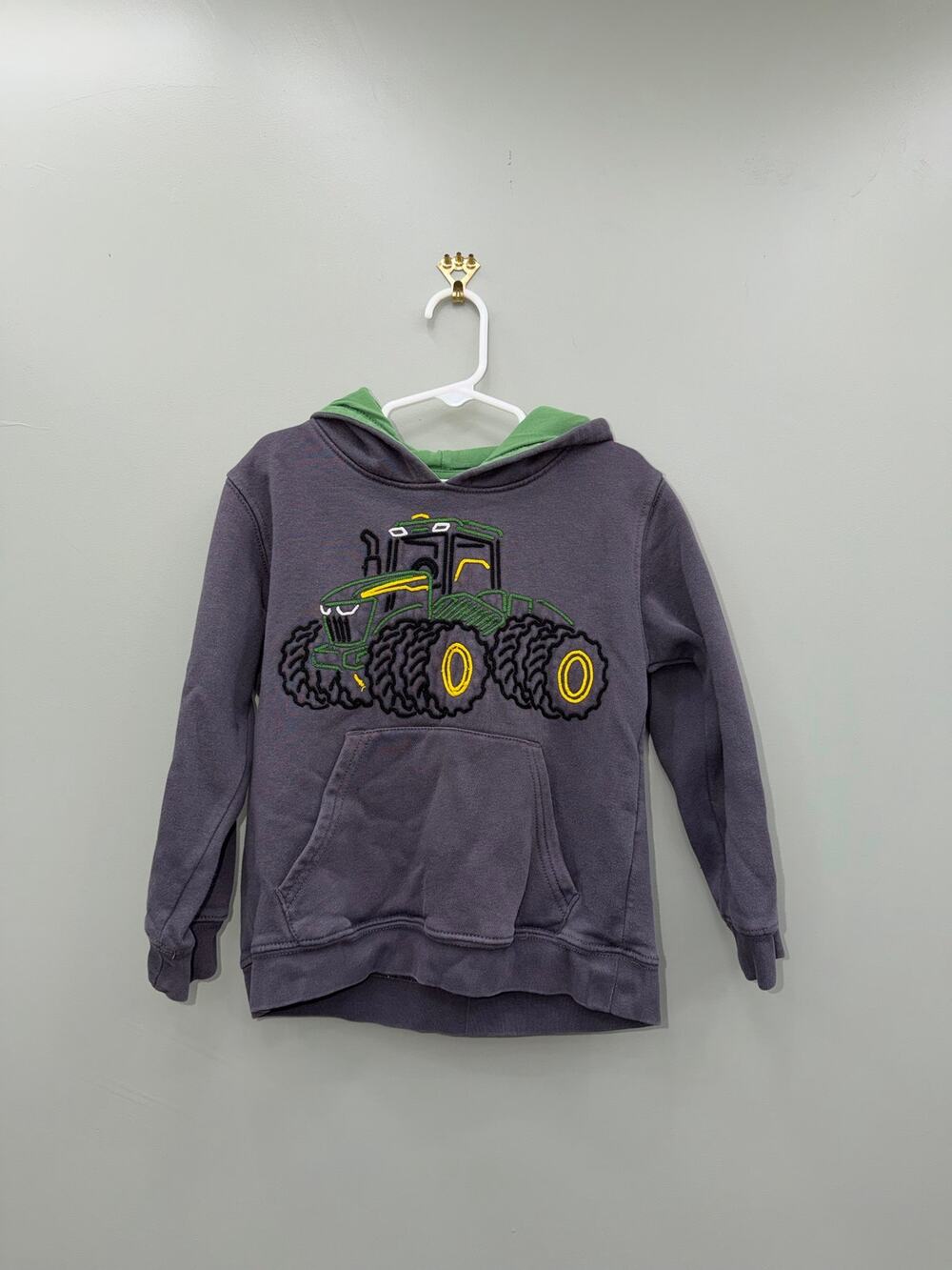 John Deere Tractor Hoodie Kids Gray Green Pullover Sweatshirt